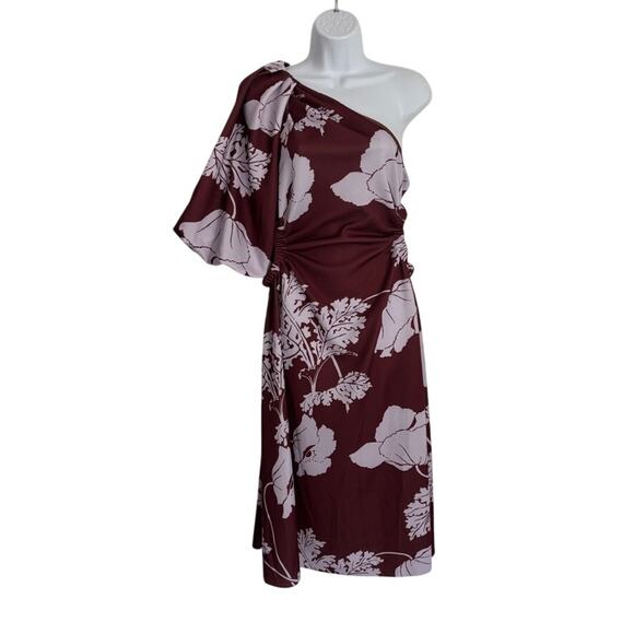 NWOT ASOS One Shoulder Midi Dress Romantic Avant Garde Wedding Guest 12 - Picture 1 of 8